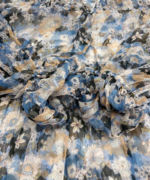 ne quittez pas（ヌキテパ）ne quittez pas (ヌキテパ) シアー花柄ワンピース ブルー サイズ:-の古着・服飾アイテム