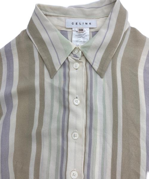 CELINE（セリーヌ）CELINE (セリーヌ) シルクストライプシャツ ベージュ サイズ:38の古着・服飾アイテム
