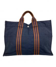 HERMES（エルメス）の古着「フールトゥMM トートバッグ」｜ネイビー×ブラウン