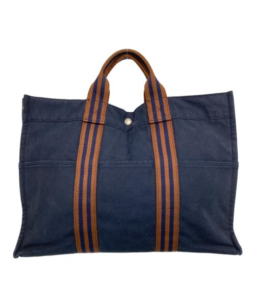 HERMES（エルメス）HERMES (エルメス) フールトゥMM トートバッグ ネイビー×ブラウンの古着・服飾アイテム
