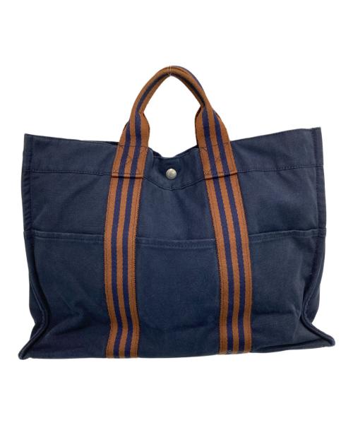 HERMES（エルメス）HERMES (エルメス) フールトゥMM トートバッグ ネイビー×ブラウンの古着・服飾アイテム