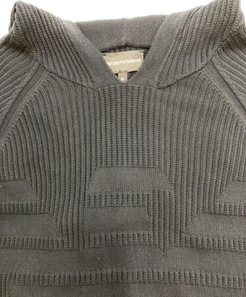 EMPORIO ARMANI（エンポリオ アルマーニ）EMPORIO ARMANI (エンポリオ アルマーニ) コットン フロントロゴ半袖ニットパーカー ネイビー サイズ:Ｍの古着・服飾アイテム