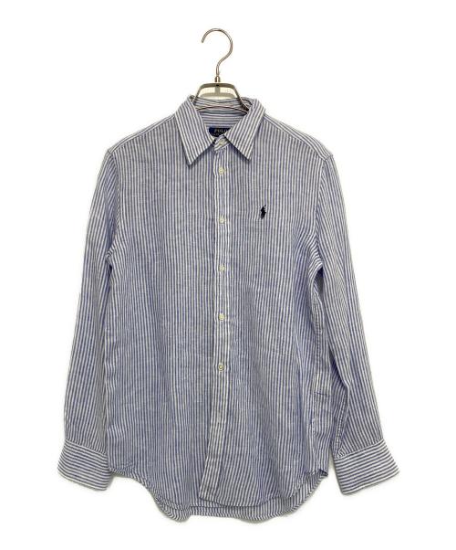 POLO RALPH LAUREN（ポロ・ラルフローレン）POLO RALPH LAUREN (ポロ・ラルフローレン) リネンストライプシャツ スカイブルー×ホワイト サイズ:XSの古着・服飾アイテム