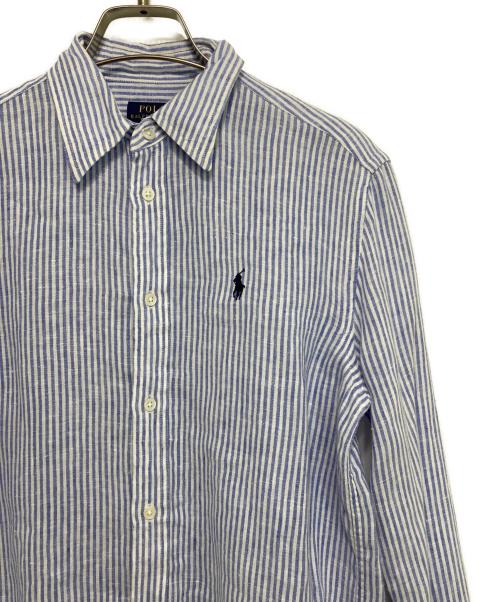 POLO RALPH LAUREN（ポロ・ラルフローレン）POLO RALPH LAUREN (ポロ・ラルフローレン) リネンストライプシャツ スカイブルー×ホワイト サイズ:XSの古着・服飾アイテム