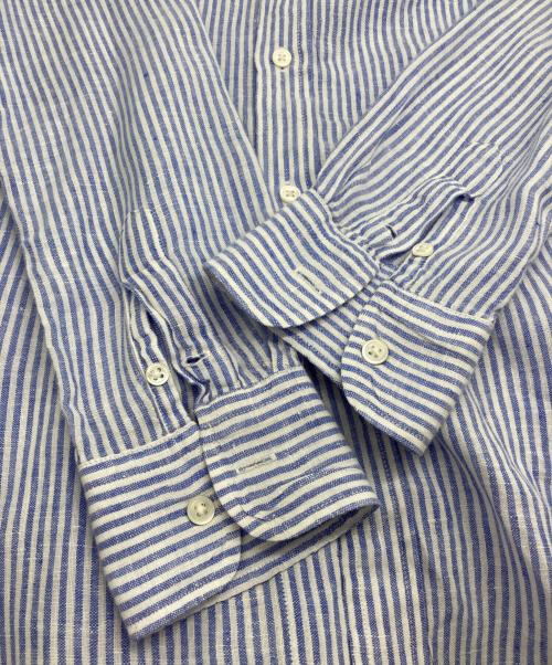 POLO RALPH LAUREN（ポロ・ラルフローレン）POLO RALPH LAUREN (ポロ・ラルフローレン) リネンストライプシャツ スカイブルー×ホワイト サイズ:XSの古着・服飾アイテム
