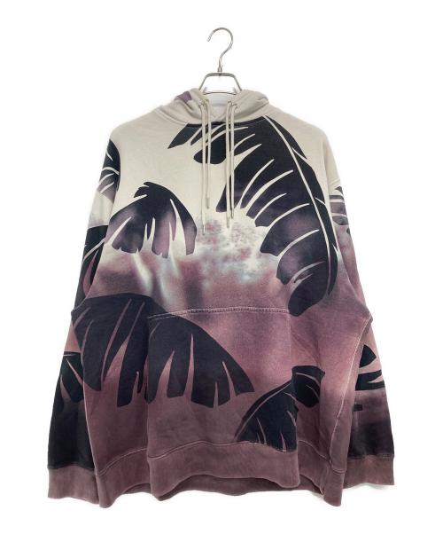 DRIES VAN NOTEN（ドリスヴァンノッテン）DRIES VAN NOTEN (ドリスヴァンノッテン) パームツリー プリントスウェットパーカー パープル×ブラック サイズ:LARGEの古着・服飾アイテム