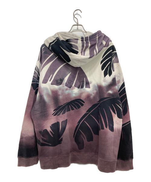 DRIES VAN NOTEN（ドリスヴァンノッテン）DRIES VAN NOTEN (ドリスヴァンノッテン) パームツリー プリントスウェットパーカー パープル×ブラック サイズ:LARGEの古着・服飾アイテム