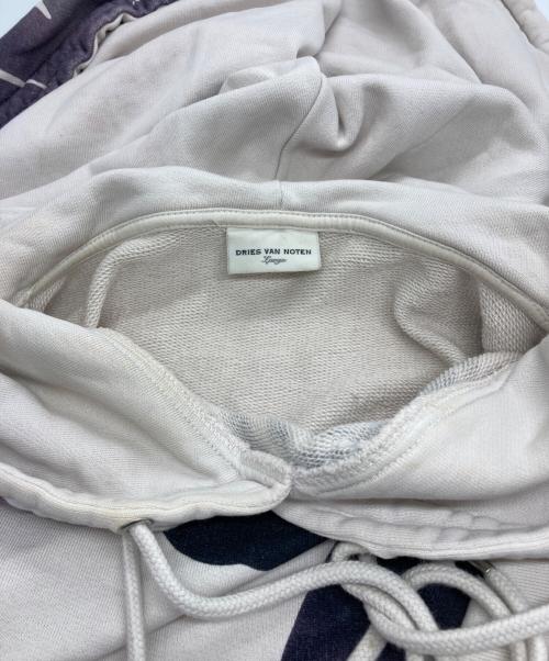 DRIES VAN NOTEN（ドリスヴァンノッテン）DRIES VAN NOTEN (ドリスヴァンノッテン) パームツリー プリントスウェットパーカー パープル×ブラック サイズ:LARGEの古着・服飾アイテム