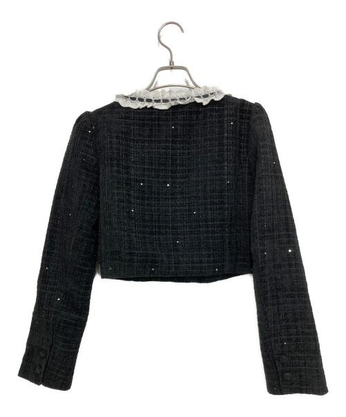 Pium（ピウム）pium (ピウム) セットアップ（コットンフリルツイードジャケット+コットンフリルタックフレアツイードスカート） ブラック サイズ:-の古着・服飾アイテム