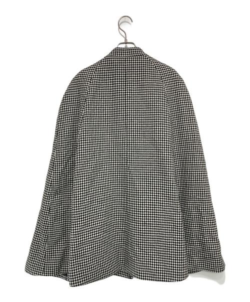 sheller（シェリエ）sheller (シェリエ) ハウンドトゥース ノーカラーケープコート ホワイト×ブラック サイズ:FREEの古着・服飾アイテム