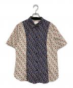 PAUL SMITHポールスミス）の古着「総柄切替シャツ」｜ネイビー×ホワイト