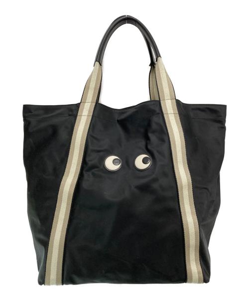 ANYA HINDMARCH（アニヤ・ハインドマーチ）ANYA HINDMARCH (アニヤ・ハインドマーチ) Shopping Tote Eyes in ECONYL ブラックの古着・服飾アイテム