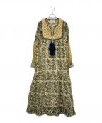 Ron Herman×SZ Blockprintsロンハーマン×エスゼットブロックプリント）の古着「SZ BLOCK PRINTS 花柄シルクコットンワンピース」｜グリーン×アイボリー