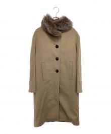 BARNEYS NEWYORK（バーニーズ・ニューヨーク）の古着「フォックスファー カシミヤ混コート」｜ベージュ