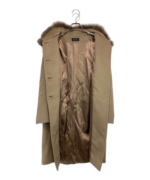 BARNEYS NEWYORK（バーニーズ・ニューヨーク）BARNEYS NEWYORK (バーニーズ・ニューヨーク) フォックスファー カシミヤ混コート ベージュ サイズ:40の古着・服飾アイテム