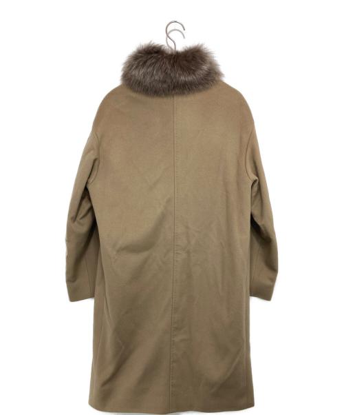 BARNEYS NEWYORK（バーニーズ・ニューヨーク）BARNEYS NEWYORK (バーニーズ・ニューヨーク) フォックスファー カシミヤ混コート ベージュ サイズ:40の古着・服飾アイテム