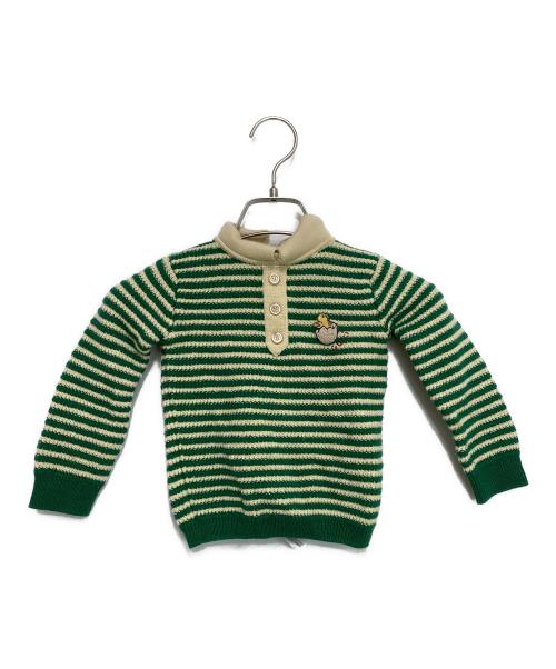 GUCCI（グッチ）GUCCI (グッチ) ボーダーニットポロシャツ グリーン サイズ:24(90/56)の古着・服飾アイテム