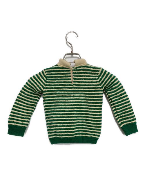 GUCCI（グッチ）GUCCI (グッチ) ボーダーニットポロシャツ グリーン サイズ:24(90/56)の古着・服飾アイテム