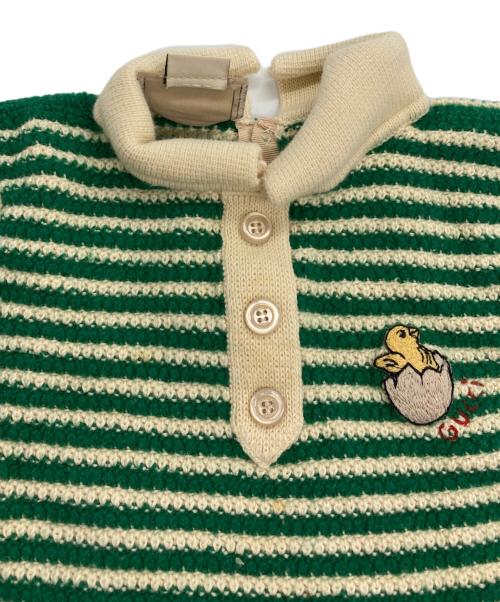GUCCI（グッチ）GUCCI (グッチ) ボーダーニットポロシャツ グリーン サイズ:24(90/56)の古着・服飾アイテム