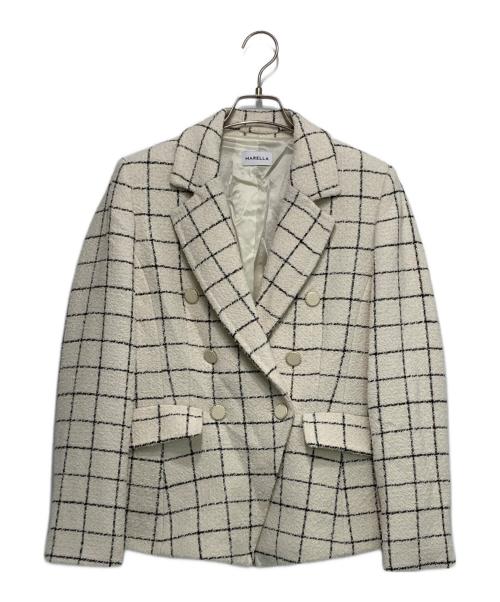 MARELLA（マレーラ）MARELLA (マレーラ) チェックダブルジャケット ホワイト×ブラック サイズ:IT 40の古着・服飾アイテム