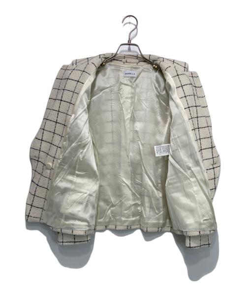 MARELLA（マレーラ）MARELLA (マレーラ) チェックダブルジャケット ホワイト×ブラック サイズ:IT 40の古着・服飾アイテム