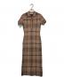 HER LIP TO（ハーリップトゥ）の古着「Gold-Buttoned Plaid Knit Dress ゴールドボタンプレイドニットドレス」｜ベージュ