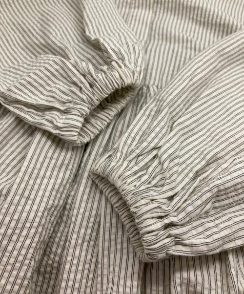 BEARDSLEY（ビアズリー）BEARDSLEY (ビアズリー) ストライプギャザーワンピース アイボリー×グレー サイズ:１の古着・服飾アイテム