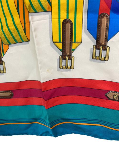 HERMES（エルメス）HERMES (エルメス) カレ90 Les Sangles グリーン×ブルー サイズ:38の古着・服飾アイテム