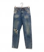 Saint Laurent Parisサンローランパリ）の古着「ダメージ加工デニムパンツ」｜インディゴ