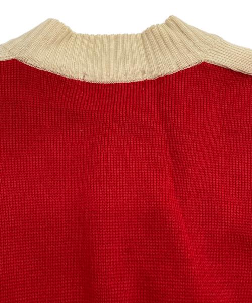 adidas（アディダス）adidas (アディダス) モックネックニット レッド×ベージュ サイズ:Lの古着・服飾アイテム