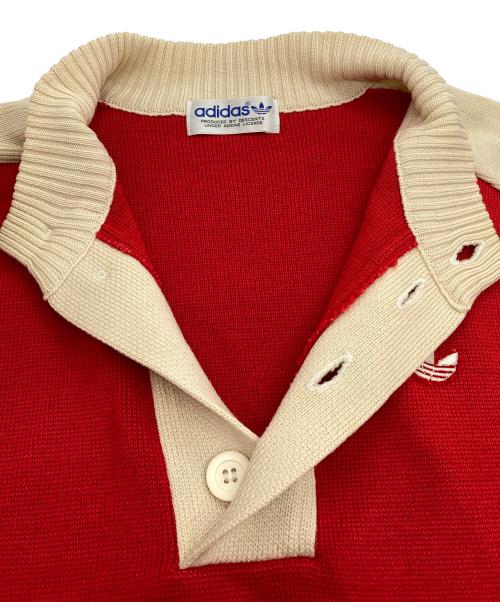 adidas（アディダス）adidas (アディダス) モックネックニット レッド×ベージュ サイズ:Lの古着・服飾アイテム