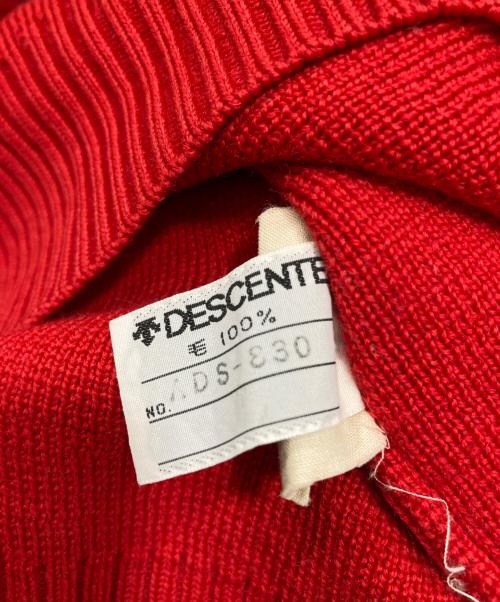adidas（アディダス）adidas (アディダス) モックネックニット レッド×ベージュ サイズ:Lの古着・服飾アイテム
