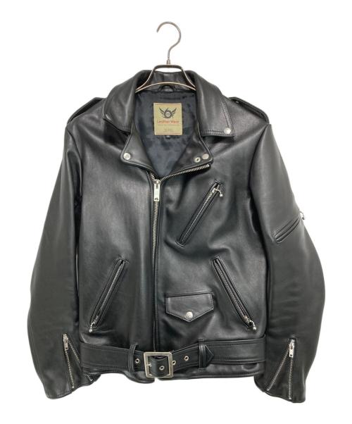 666（666）666 (666) LJM-10TF タイトフィット フロントベルト ライダースジャケット ブラック サイズ:36の古着・服飾アイテム