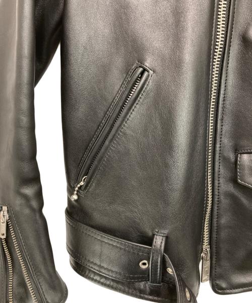 666（666）666 (666) LJM-10TF タイトフィット フロントベルト ライダースジャケット ブラック サイズ:36の古着・服飾アイテム