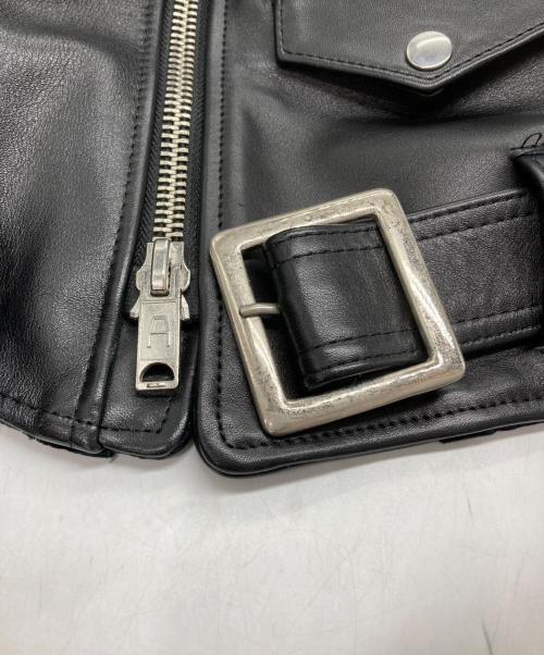 666（666）666 (666) LJM-10TF タイトフィット フロントベルト ライダースジャケット ブラック サイズ:36の古着・服飾アイテム