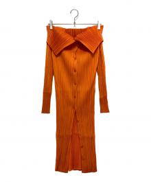 PLEATS PLEASE（プリーツプリーズ）の古着「変形2WAYプリーツワンピース」｜オレンジ