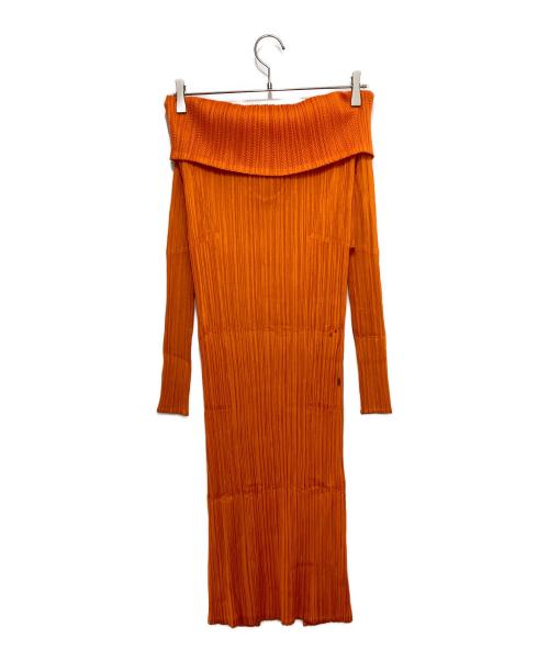 PLEATS PLEASE（プリーツプリーズ）PLEATS PLEASE (プリーツプリーズ) 変形2WAYプリーツワンピース オレンジ サイズ:４の古着・服飾アイテム