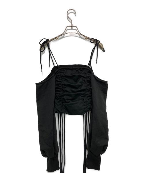 mmeeme（エムミーエメ）mmeeme (エムミーエメ) オフショルダースウェットトップス ブラック サイズ:-の古着・服飾アイテム