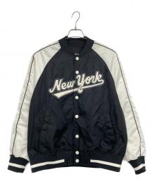 MLB（エムエルビー）の古着「Nylon front varsity jacket」｜ホワイト