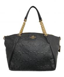 COACH（コーチ）の古着「シグネチャー エンボス 2WAYバッグ」｜ブラック