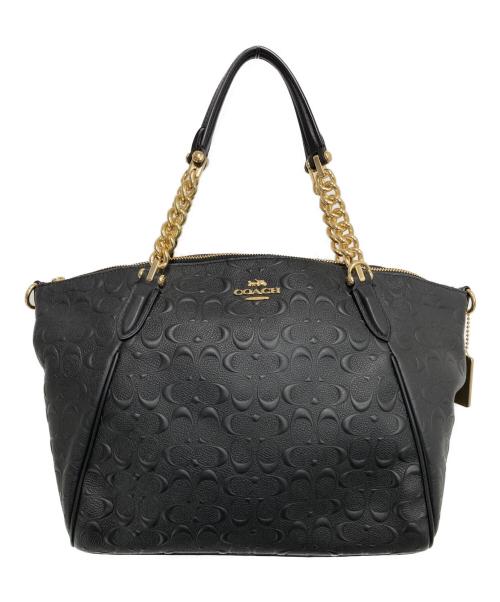 COACH（コーチ）COACH (コーチ) シグネチャー エンボス 2WAYバッグ ブラックの古着・服飾アイテム
