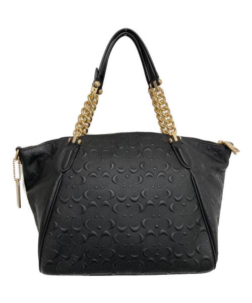 COACH（コーチ）COACH (コーチ) シグネチャー エンボス 2WAYバッグ ブラックの古着・服飾アイテム