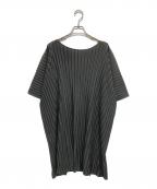 PLEATS PLEASEプリーツプリーズ）の古着「半袖プリーツカットソーワンピース」｜グレー