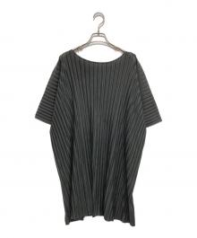 PLEATS PLEASE（プリーツプリーズ）の古着「半袖プリーツカットソーワンピース」｜グレー