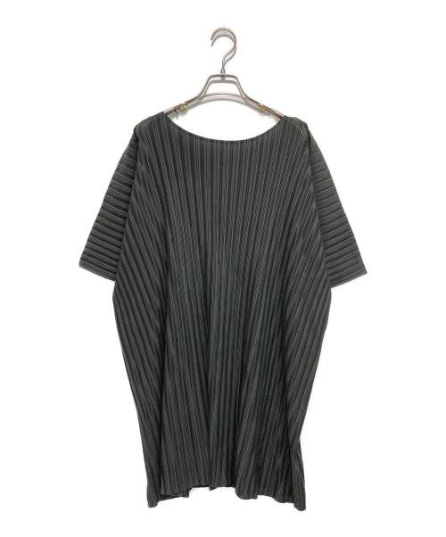 PLEATS PLEASE（プリーツプリーズ）PLEATS PLEASE (プリーツプリーズ) 半袖プリーツカットソーワンピース グレー サイズ:3の古着・服飾アイテム