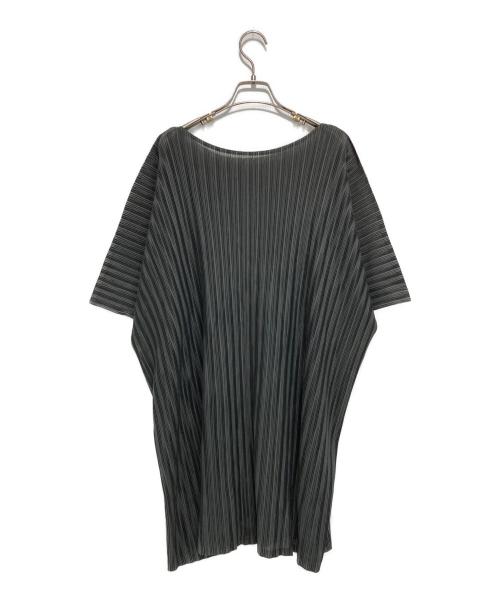 PLEATS PLEASE（プリーツプリーズ）PLEATS PLEASE (プリーツプリーズ) 半袖プリーツカットソーワンピース グレー サイズ:3の古着・服飾アイテム