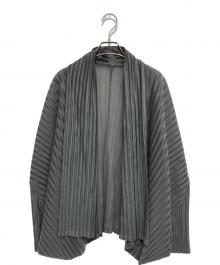 PLEATS PLEASE（プリーツプリーズ）の古着「プリーツ ドルマンスリーブカーディガン」｜グレー
