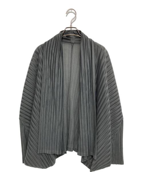 PLEATS PLEASE（プリーツプリーズ）PLEATS PLEASE (プリーツプリーズ) プリーツ ドルマンスリーブカーディガン グレー サイズ:3の古着・服飾アイテム