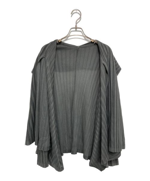 PLEATS PLEASE（プリーツプリーズ）PLEATS PLEASE (プリーツプリーズ) プリーツ ドルマンスリーブカーディガン グレー サイズ:3の古着・服飾アイテム