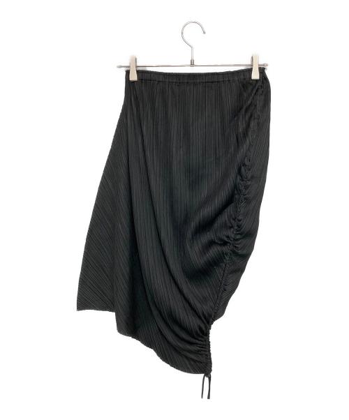 PLEATS PLEASE（プリーツプリーズ）PLEATS PLEASE (プリーツプリーズ) ドローコード付 変形プリーツスカート ブラック サイズ:3の古着・服飾アイテム